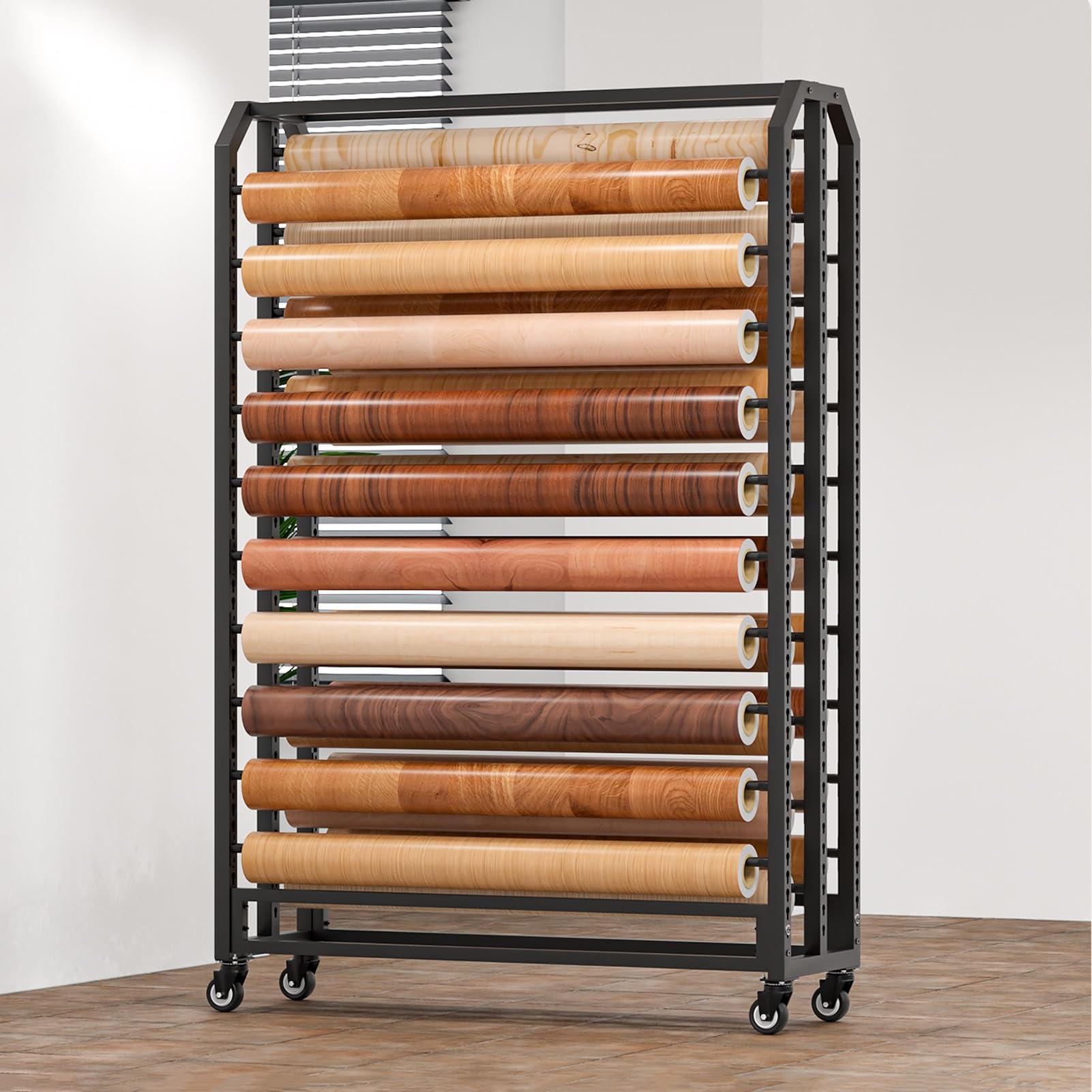 Carrello portaoggetti regolabile – Organizer a doppio lato con asta per appendere officine, espositori al dettaglio e carta da parati, ideale per involucro in vinile e pellicola che cambia colore