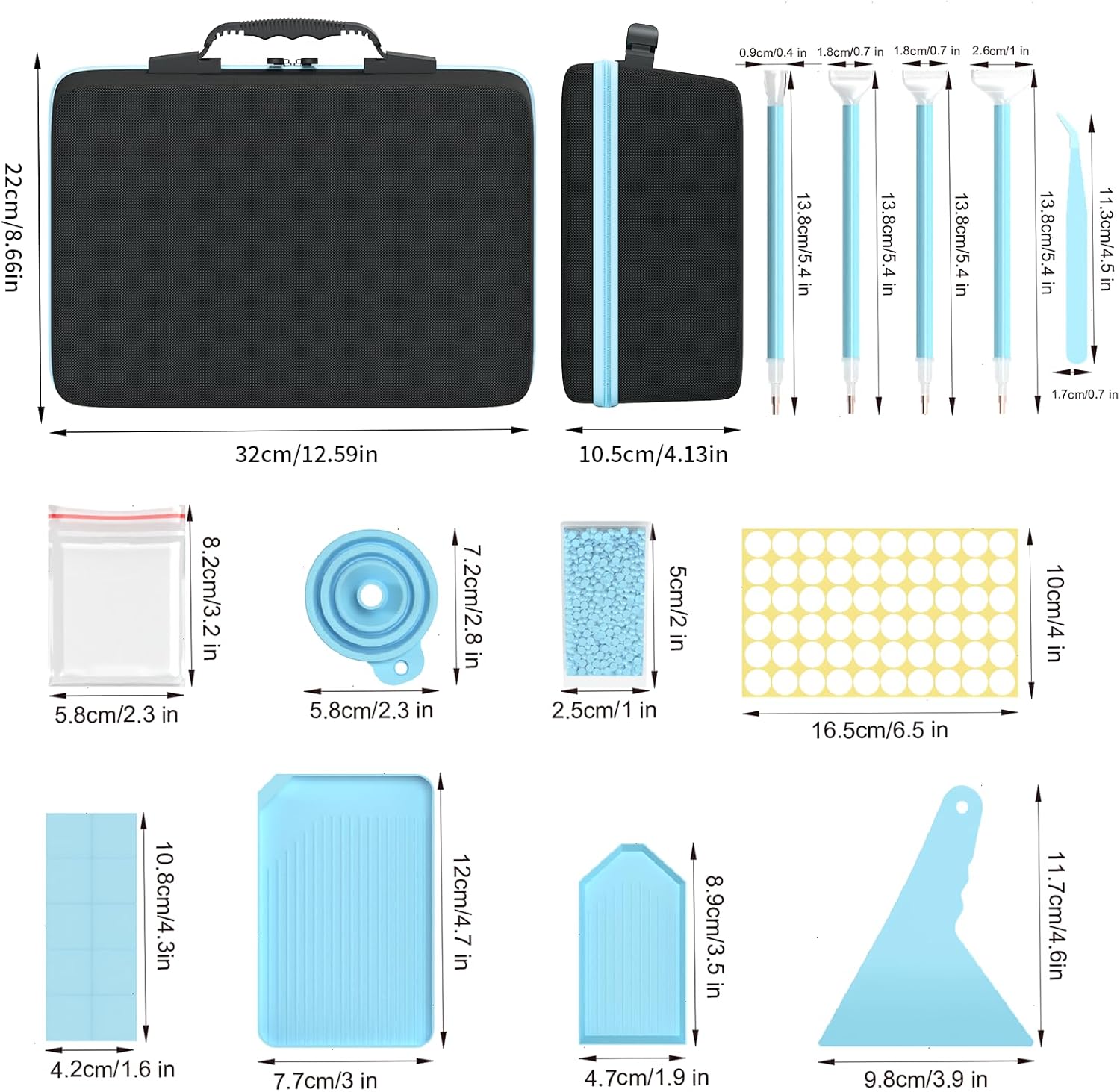 VANSUNS Diamond Painting Storage Containers Art Kits for Adults, 160 Slots Portable Bead Storage Boxes for Diamond Painting Accessories and Tools, Blue
