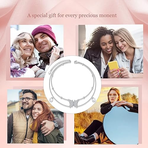 Miniatura 7 de Tobilleras para mujer de plata de ley S925 ajustable, pulsera de tobillo para pie de playa, regalo de joyería
