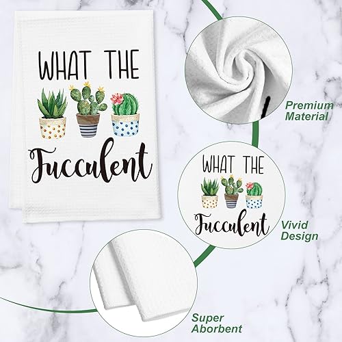 Miniatura 3 de Tatuo 4 toallas divertidas de cocina para plantas, té de mano, divertidas, decorativas, divertidas, toalla de gofre, regalos para inauguración de la