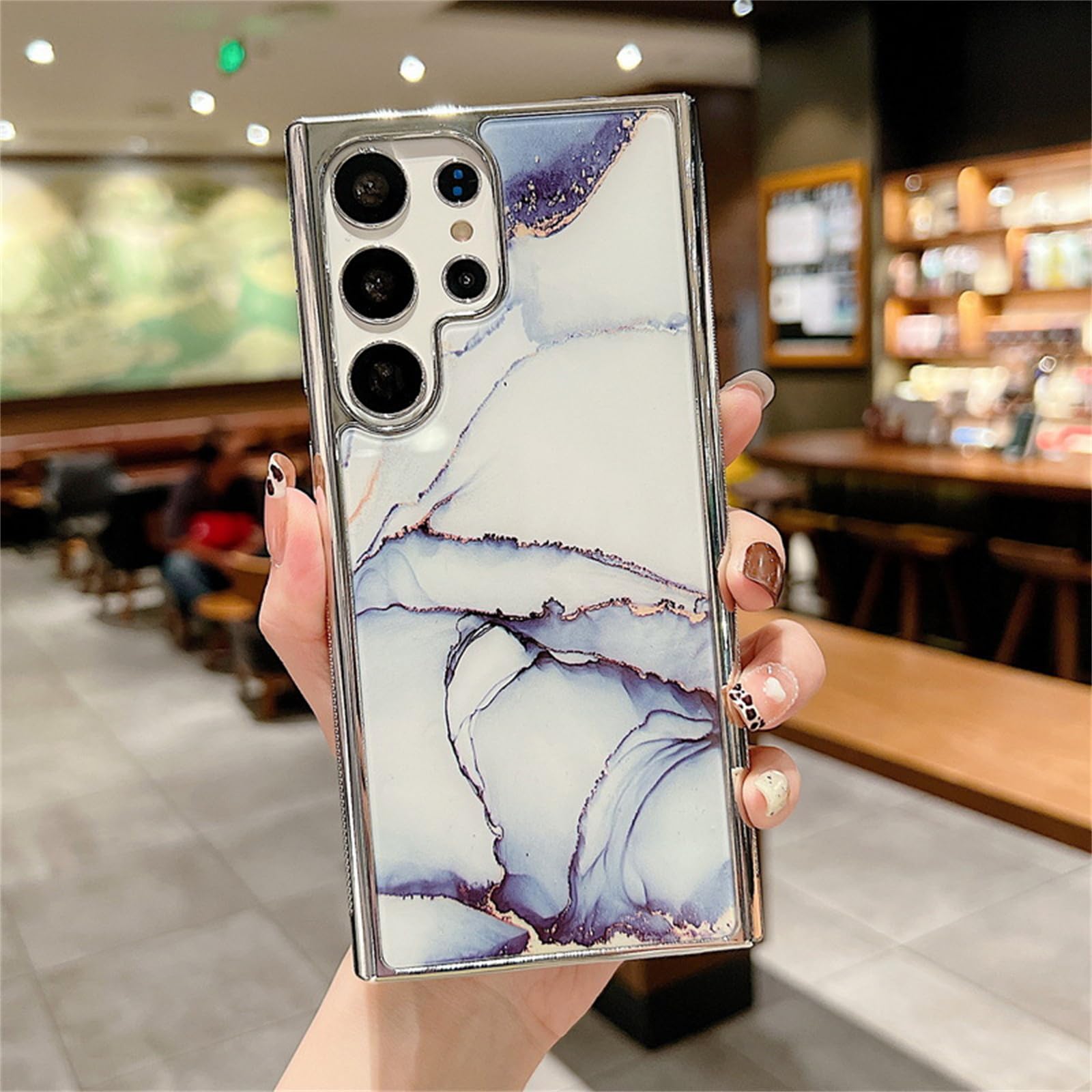Amazon.co.jp: Galaxy a24 5G ケース 可愛い 大理石柄 メッキ おしゃれ 