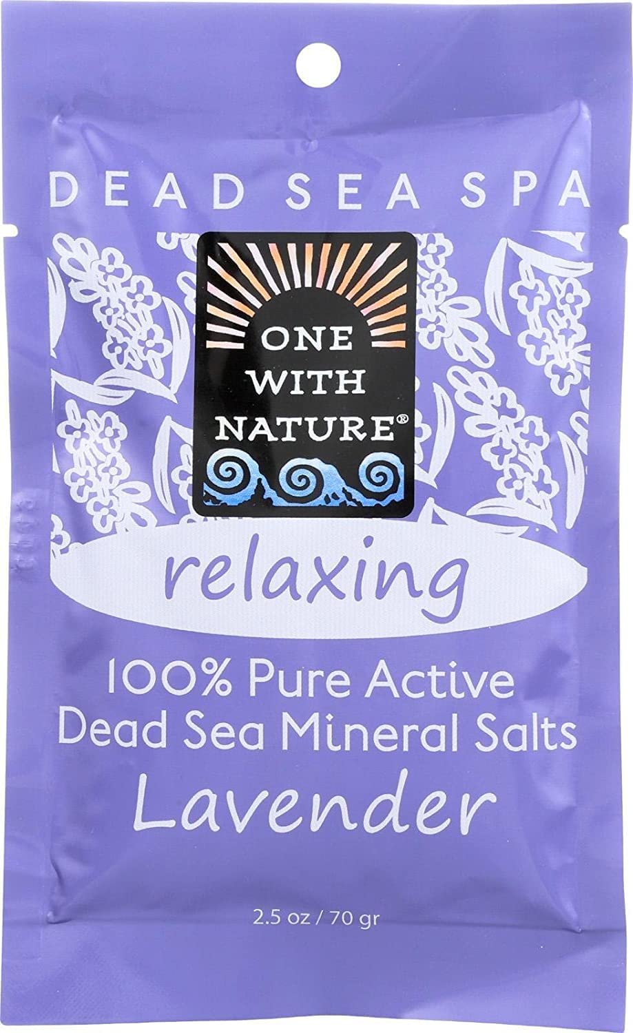 One With Nature - 100% Pure Active Dead Sea Minerals Salts Relaxing Lavender - 2.5 oz.