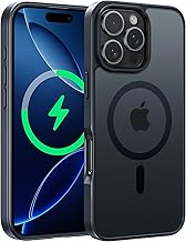 FNTCASE Coque de protection pour iPhone 16 Pro - Dos magnétique mat translucide - Coque fine pour téléphone portable standard militaire - Protection contre les chutes - Anti-chocs - Robuste -