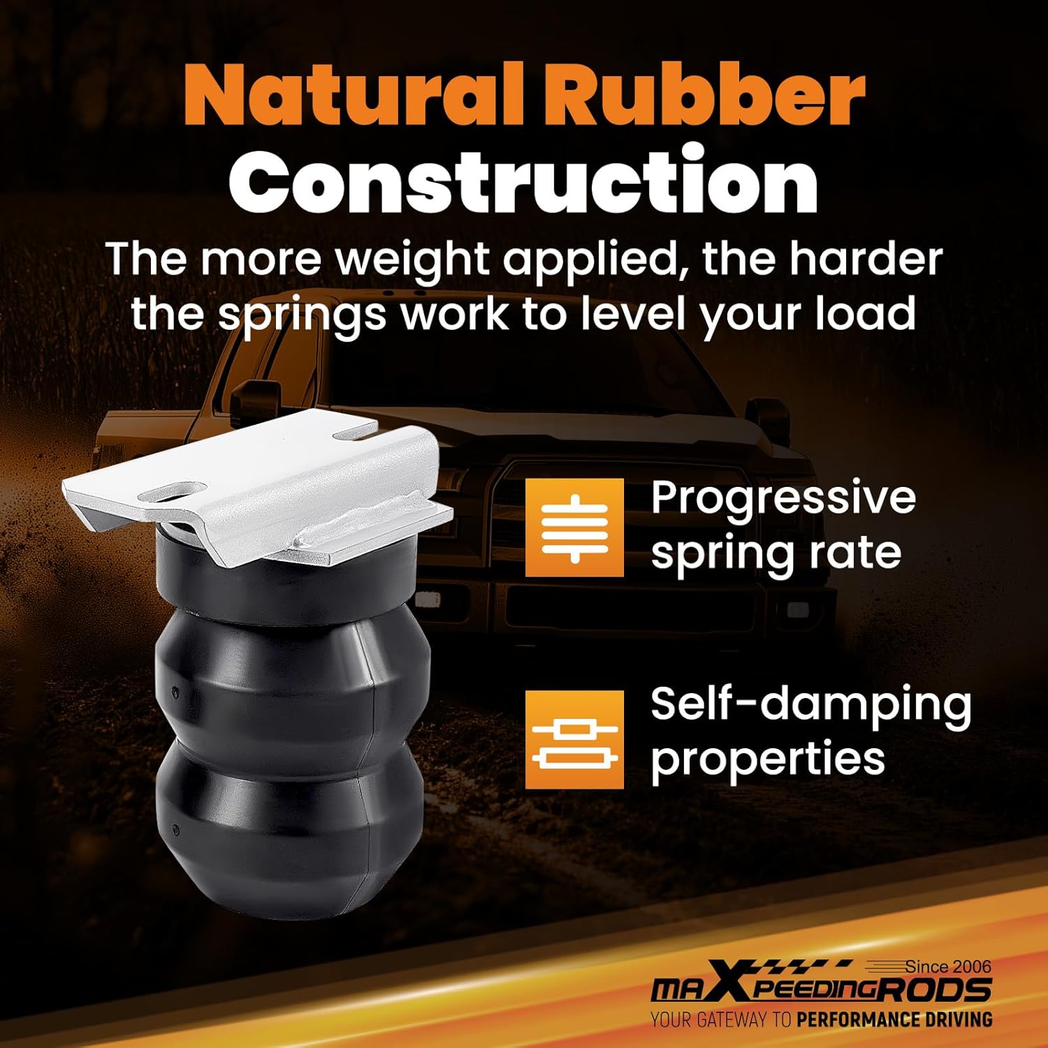 maXpeedingrods Suspension Enhancement Rear Kit 8600 Lbs for Dodge Ram 3500 and Ram 3500 Cab & Chassis 2003-2025 2WD 4WD Rubber Helper Spring Kit