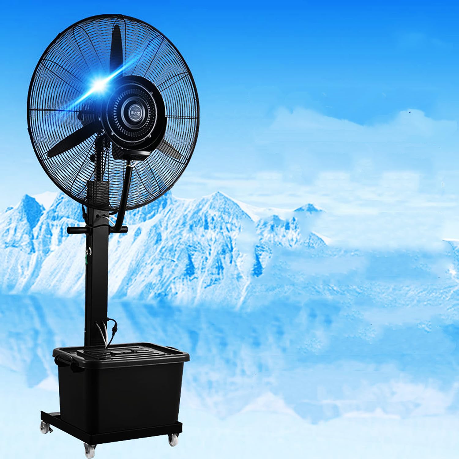 asdchZen Portable Misting Fan, Heavy Duty Pedestal Oscillating Fan With Water Tank For Outdoor Patio, Camping, Warehouse, Industrial Cooling