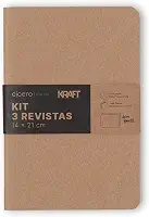 Kit 3 Cadernetas Costuradas Básica, Cicero, 257, Bege, Médio (14X21)