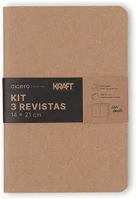 Kit 3 Cadernetas Costuradas Básica, Cicero, 257, Bege, Médio (14X21)
