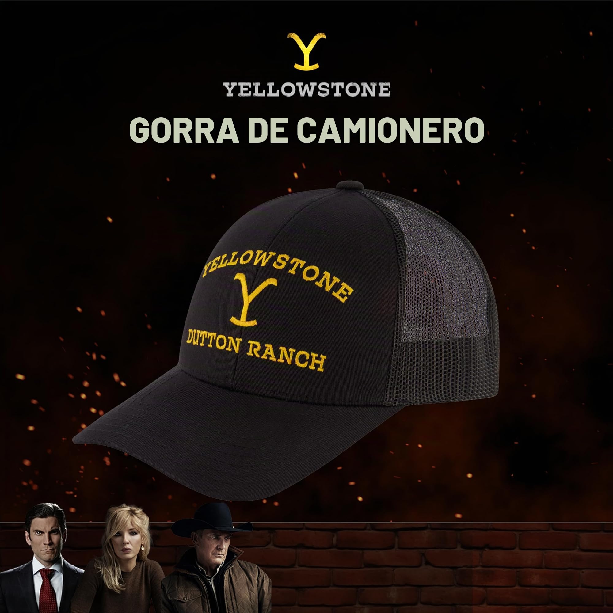 Concept One Yellowstone Adjustable Mesh Snapback Trucker Hat with Curved Brim Gorra de béisbol Unisex Adulto