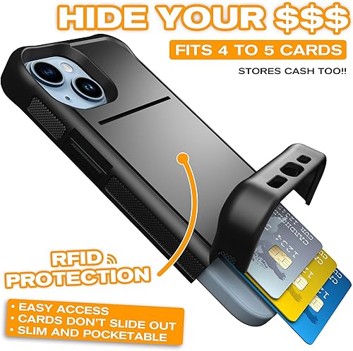 Miniatura 2 de Scooch Wingmate - Funda para iPhone 15 con tarjetero y ranura oculta para tarjetas y protección RFID, capacidad para hasta 4 tarjetas, protección