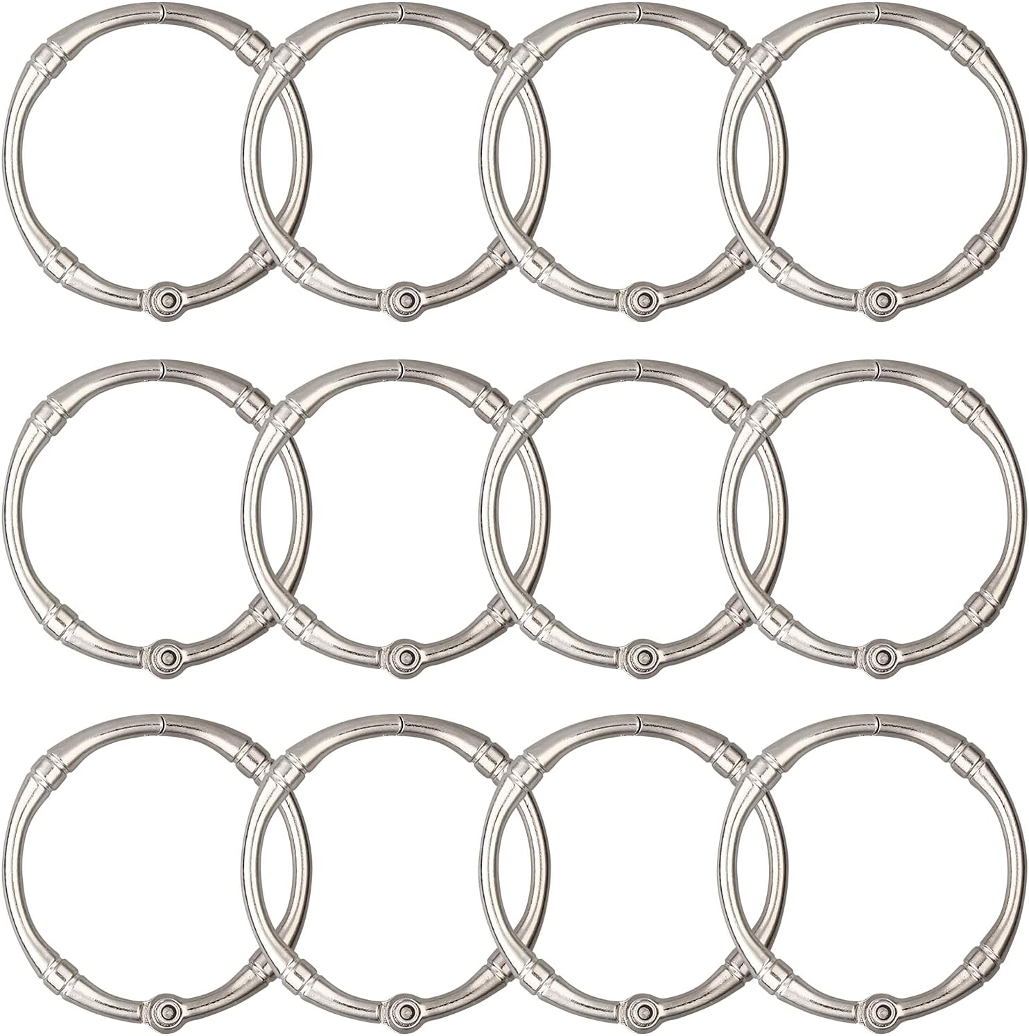 Shower Curtain Hooks, Rustproof Decorative Shower Curtain Rings Metal Round Shower Hooks for Bathroom Shower Rod, 12 Pack (Nickel)