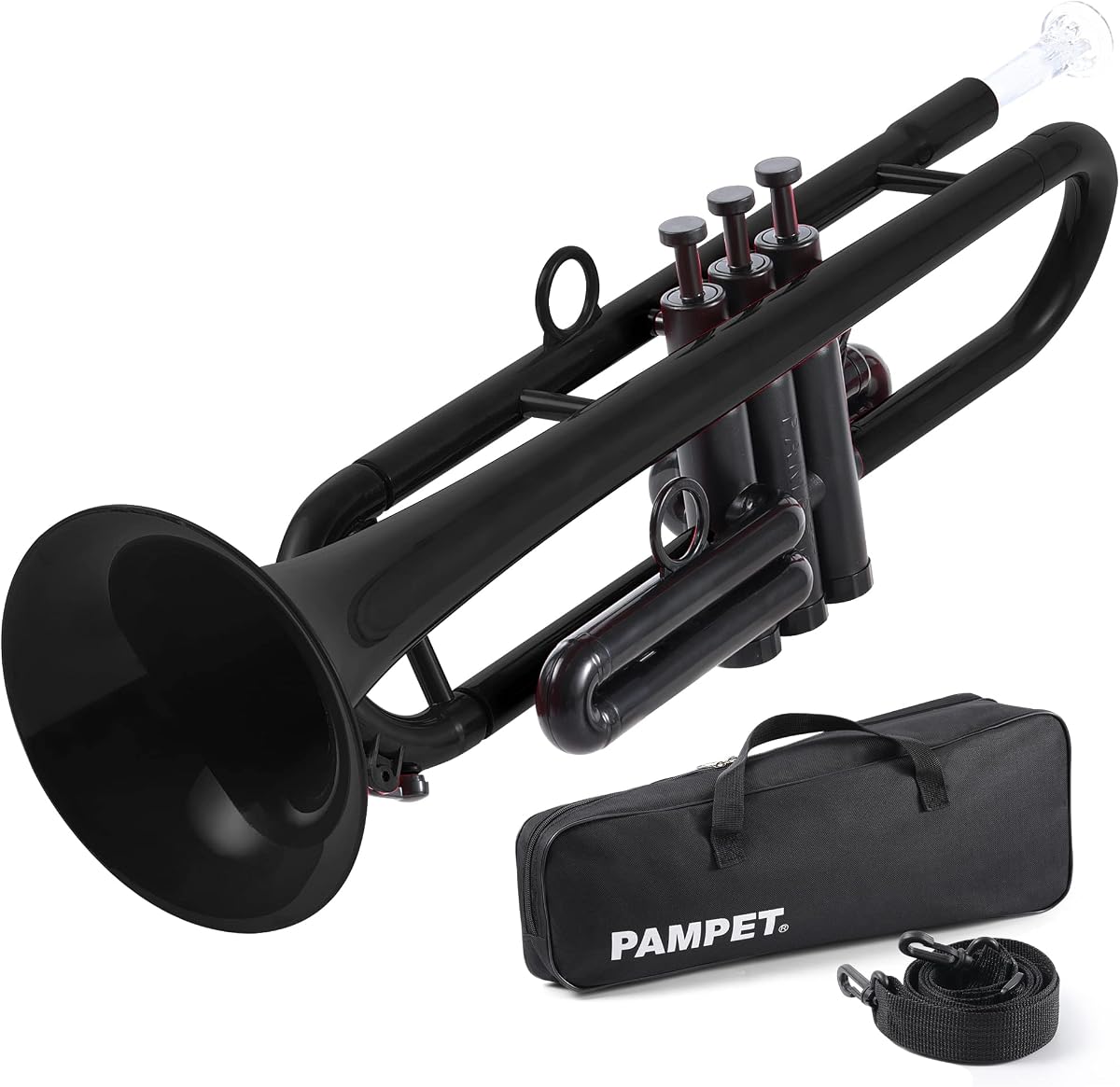 PAMPET Plastic Bb Trumpet Standard Trumpet Set for Student Beginner Black | Lightweight Durable Professional Standard Trumpets Bb Trumpets Instrument With 3C and 7C Mouthpiece
