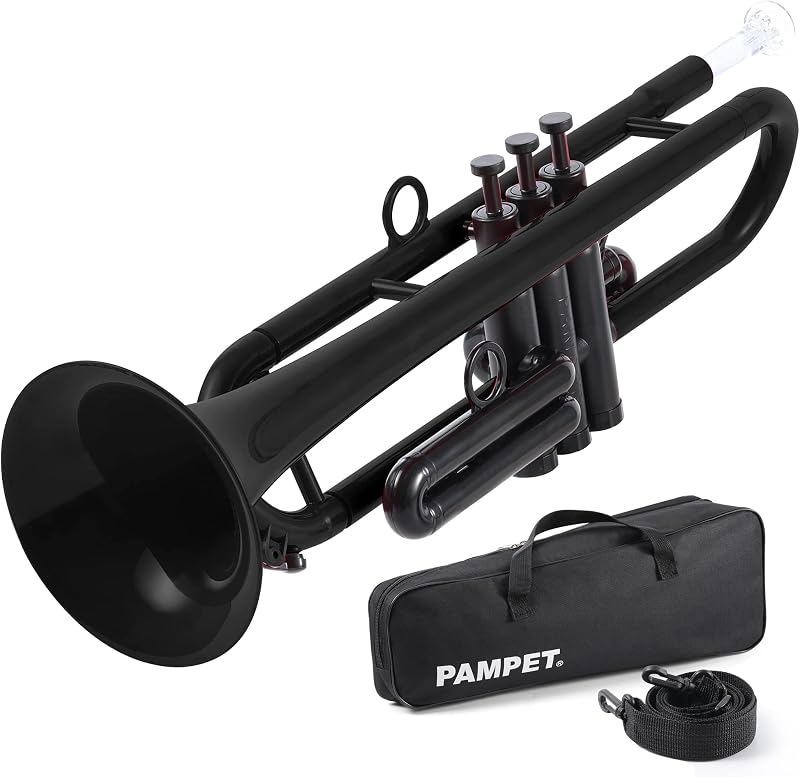 PAMPET Plastic Bb Trumpet Standard Trumpet Set for Student Beginner Black | Lightweight Durable Professional Standard Trumpets Bb Trumpets Instrument With 3C and 7C Mouthpiece