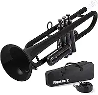 Trompete Profissional Bb Plástico Preto, Conjunto com Bocal 7C e 3C