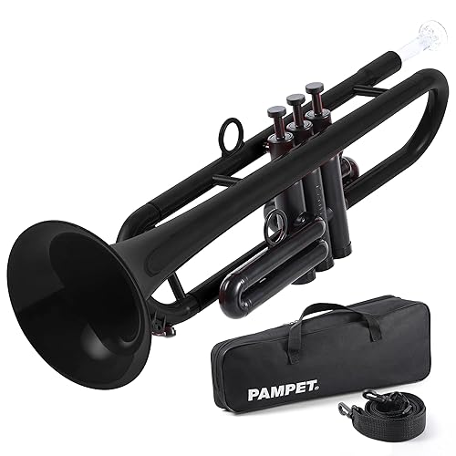PAMPET Professional Plastic Bb Trumpet Standard Trumpet Set for Student Beginner With 7C Mouthpiece and 3C Mouthpiece, Bb Trumpet Instrument, Black,