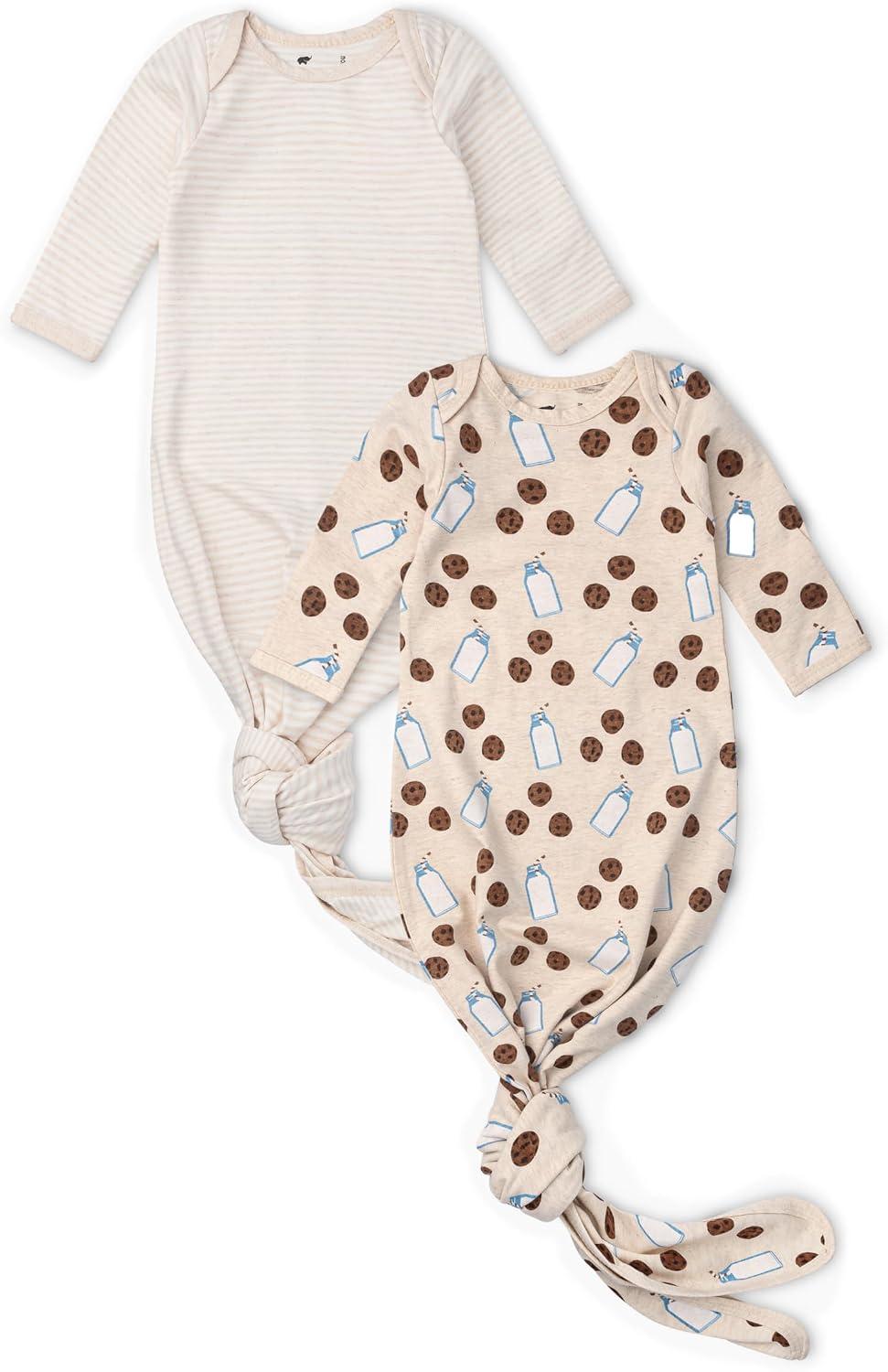 MONICA + ANDY Knot It Baby 2-pack Tie Gown, 100% Organic Baby Clothes for Boys & Girls, Sizes For Preemie, Newborn & Infant