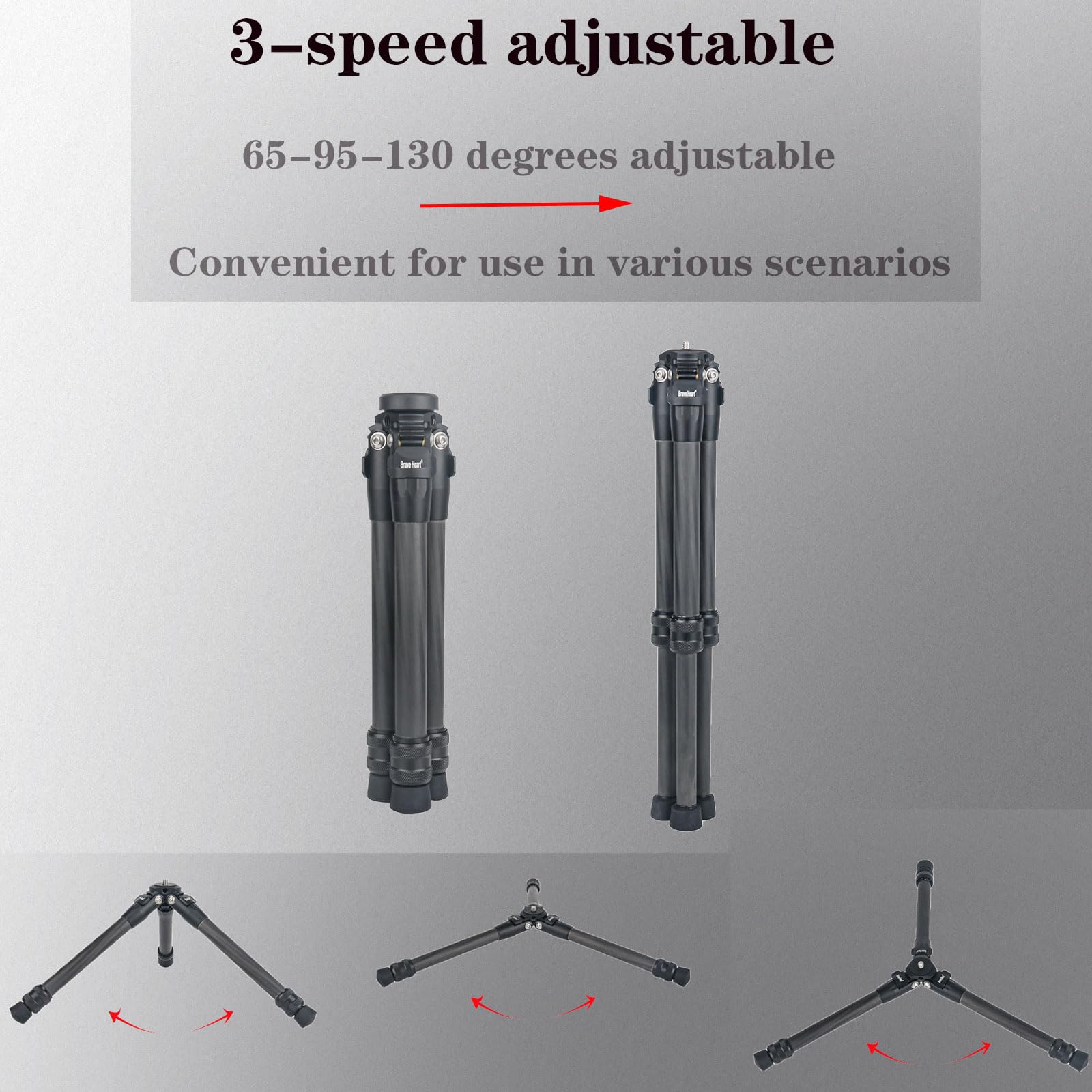 Mini treppiede da viaggio da tavolo in fibra di carbonio con 3 modelli | per insta360 insta 360 x5 x4 x3 per DJI Action 6 5 4 3 2 fotocamera, giunto cardanico, microfono, luce LED (nero)