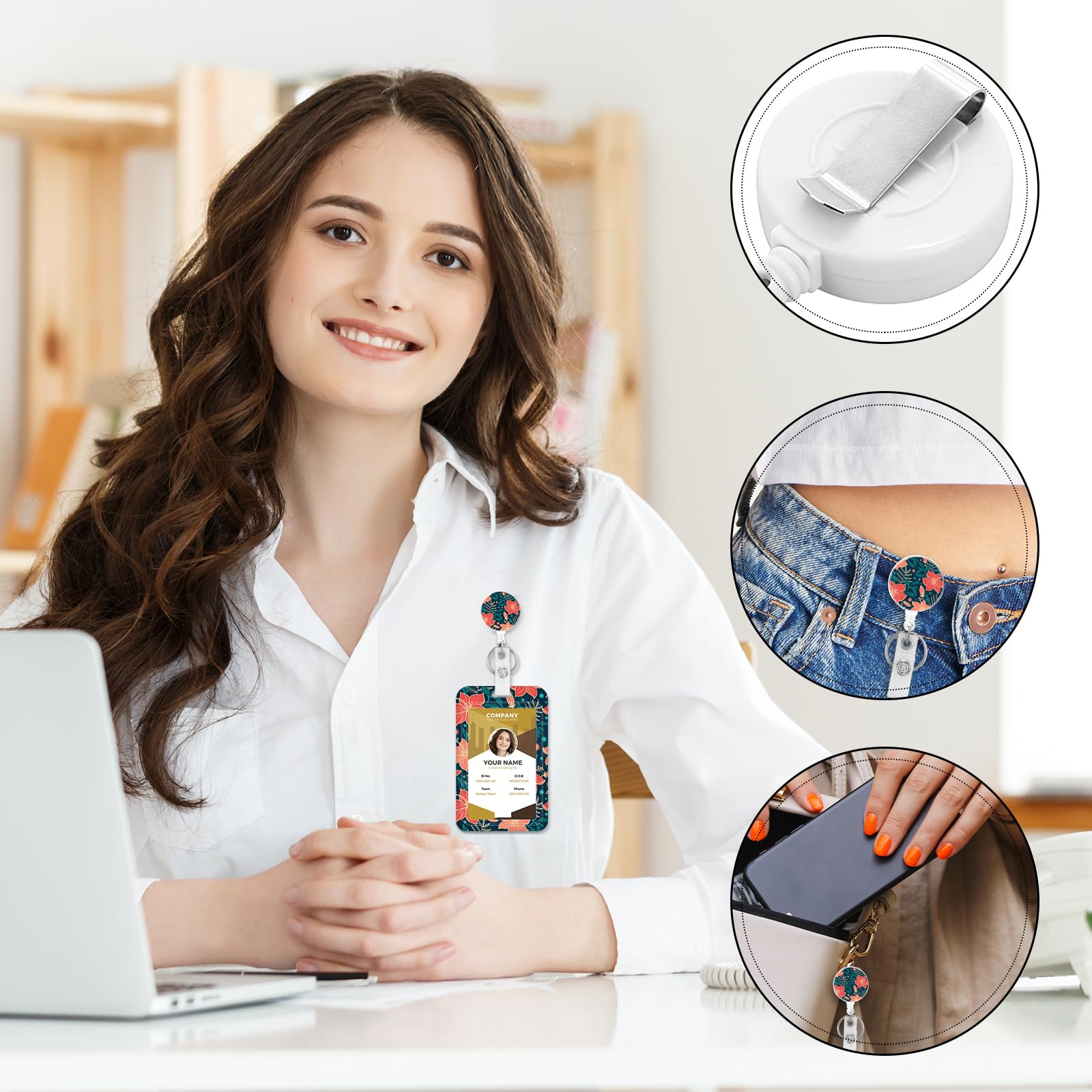 Porta Badge Multifunzionale In Pelle PU Porta Carte Da Lavoro Con