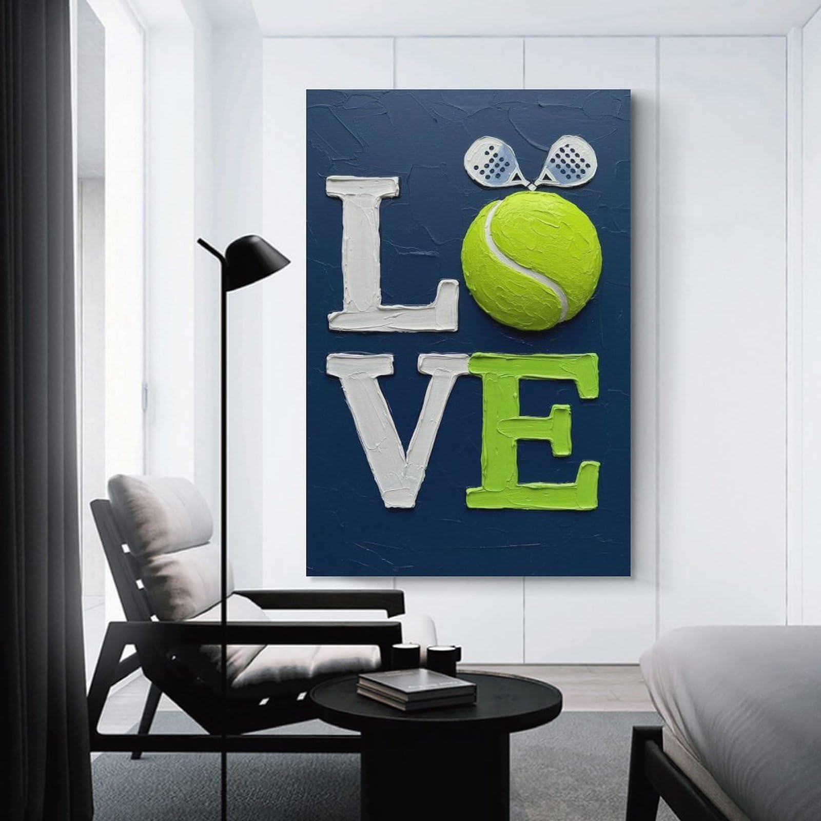 Junmoney Unframe-Style-15 Love For Padel Tennis Canvas Wall Decor, 24X36inch(60X90cm), For Small Homes, Bedrooms Or Open Spaces, Home Artwork For Modern Interiors