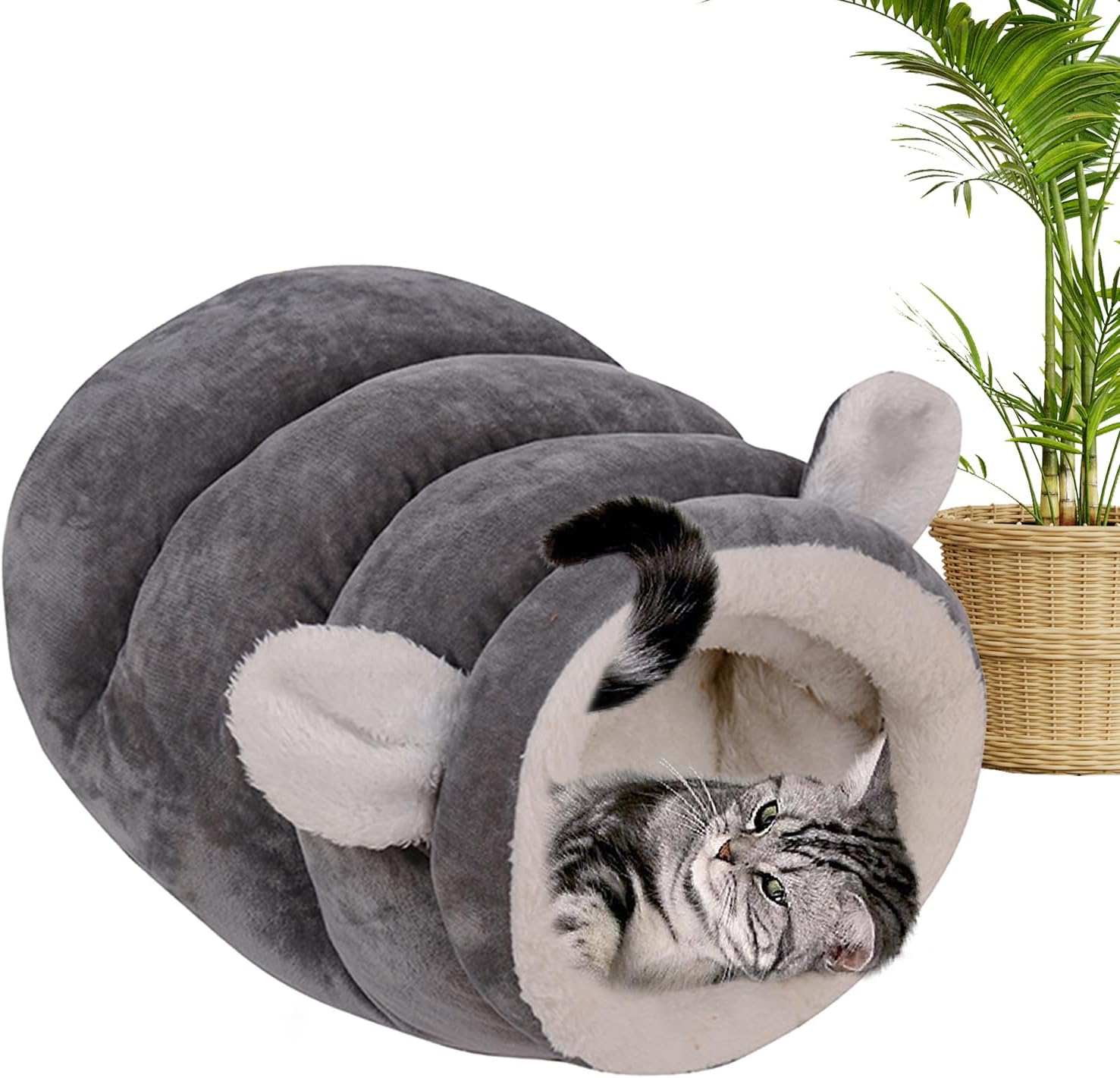 Cat Bed Cave - Plush Dog House Warm Bed,Self Warming Cat Winter Dog Cave - for Kitten Small Animals Bunny Ferret Hamster Hedgehog Indoor Outdoor