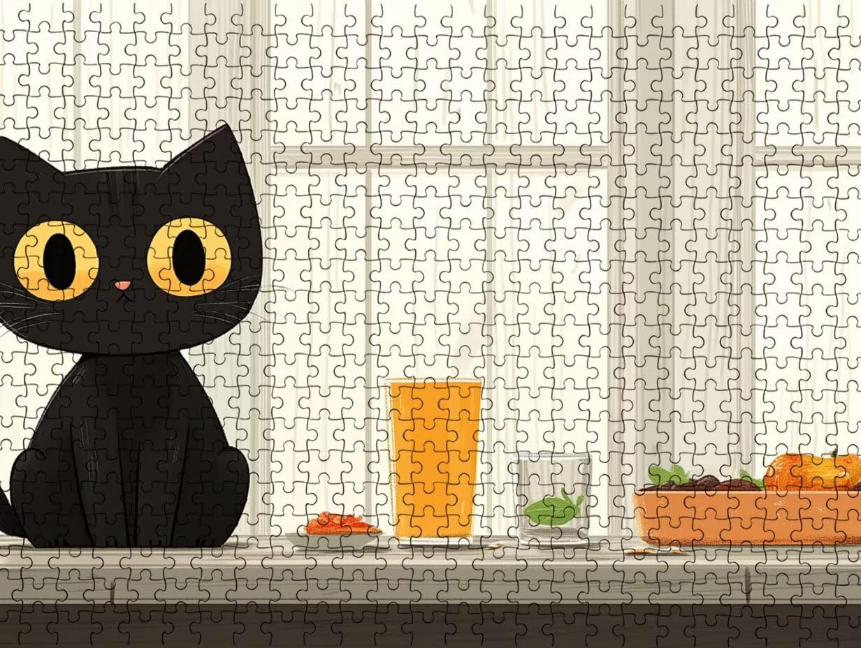 Puzzle per Adulti 6000, Colazione Gatto Nero, Classico Puzzles LDYQS6-198