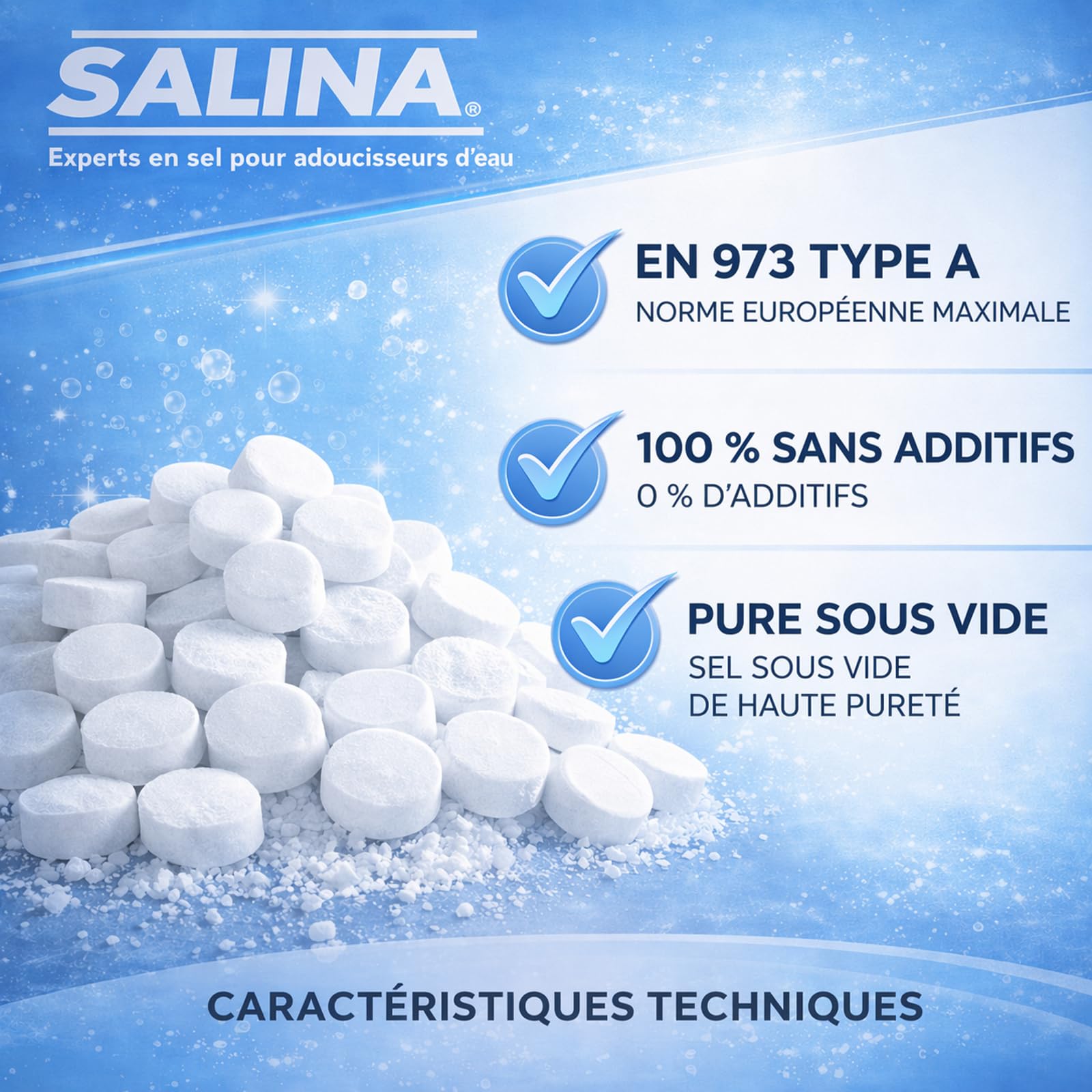 Sal en Tableta - Descalcificación de Agua - Agua más Clara y Suave - Sal para Piscina 25 kg x 10