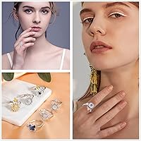 Vista 4 de Honsny Fidget Rings for Women, Spinner Fidget Ring Set, Sunflower Butterfly Bee Star Moon Relief Spinning Rings for Adults