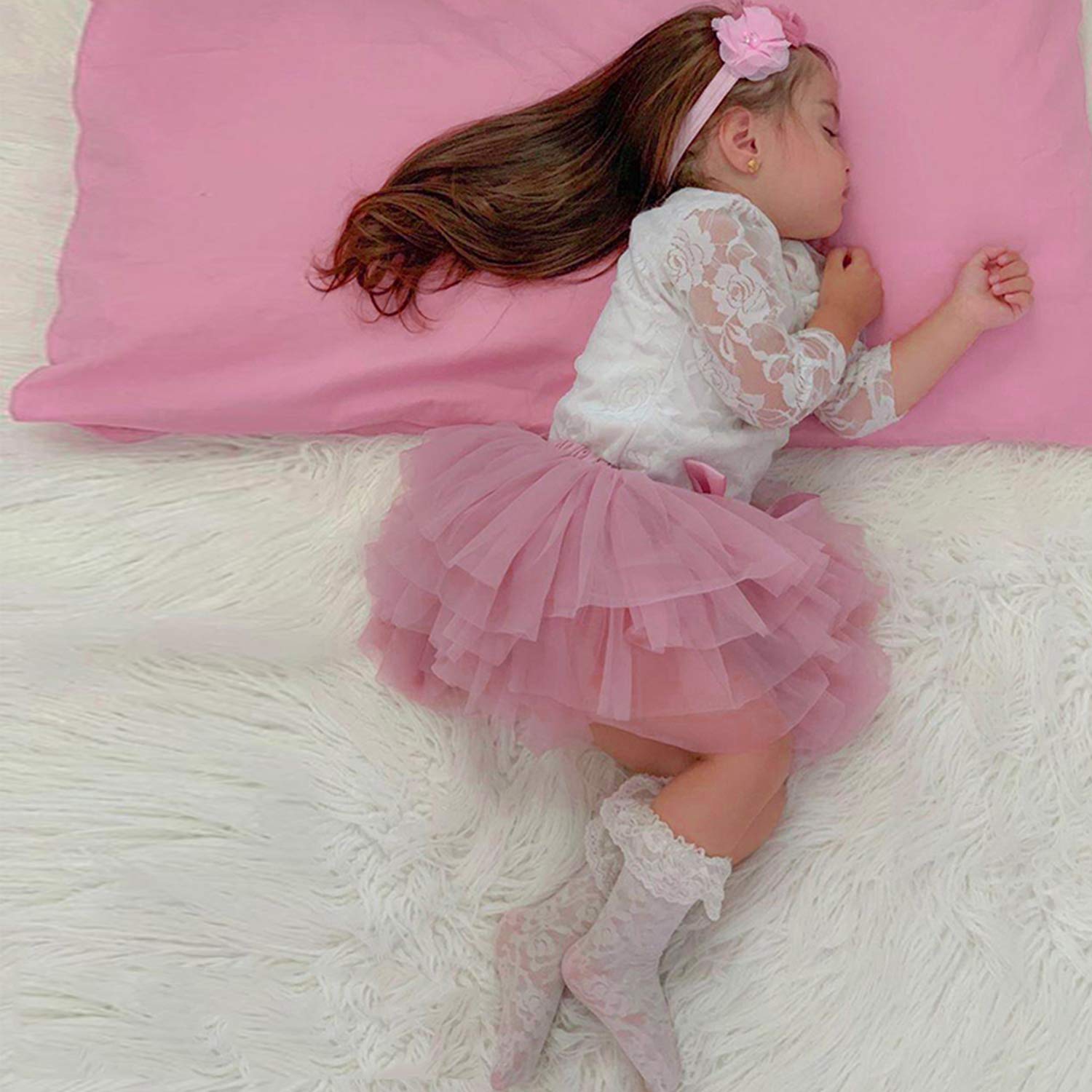 Ensemble jupe tutu pour bébé fille avec couvre-couche en tulle et bandeau