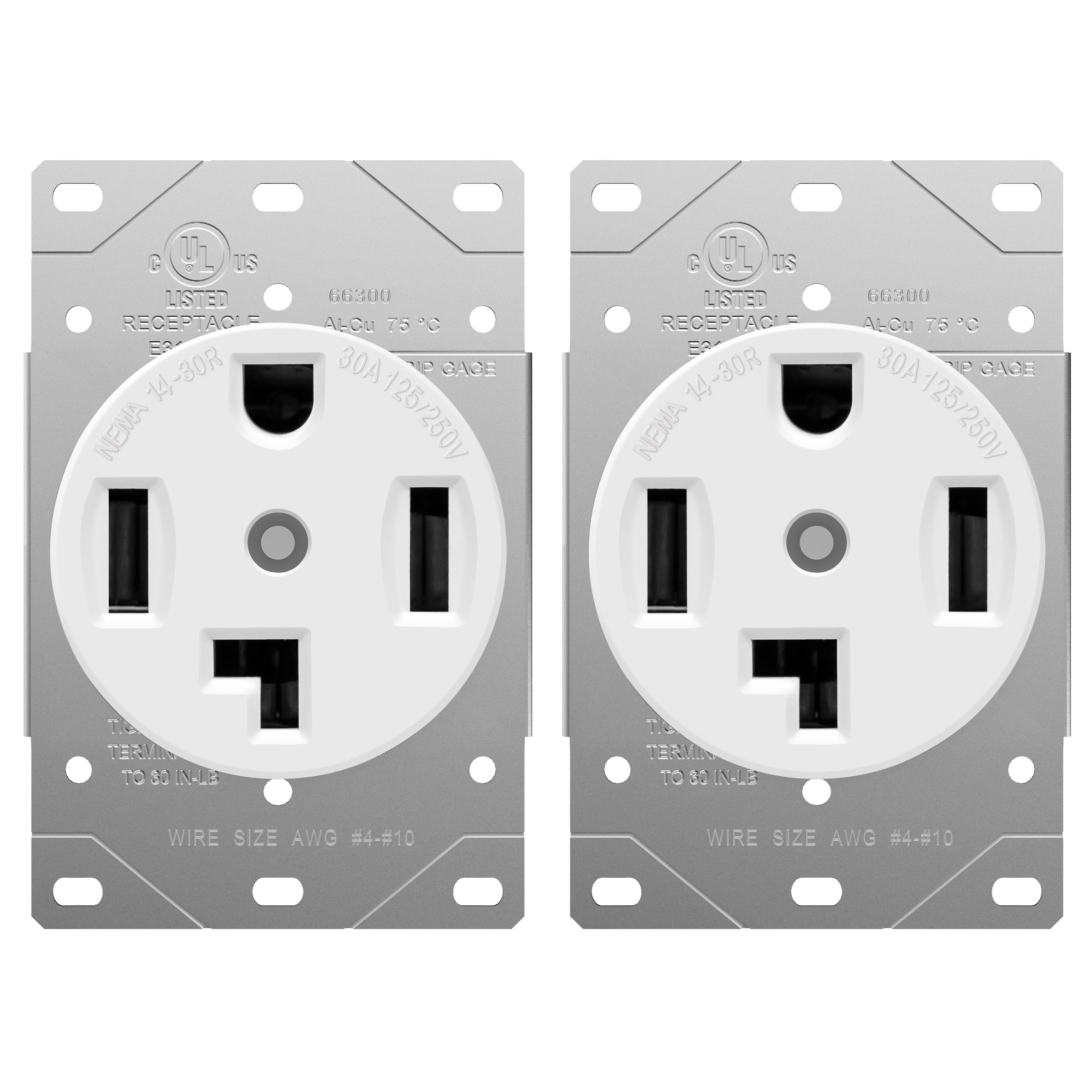 ENERLITES 30 Amp Dryer Receptacle Outlet, NEMA 14-30R | Residential Commercial Industrial Grade, Outdoor/Indoor, 3-Pole, 4 Wire, (10,8,6,4) AWG, | 125/250V, 66300-W, White (Pack of 2)-picture-10