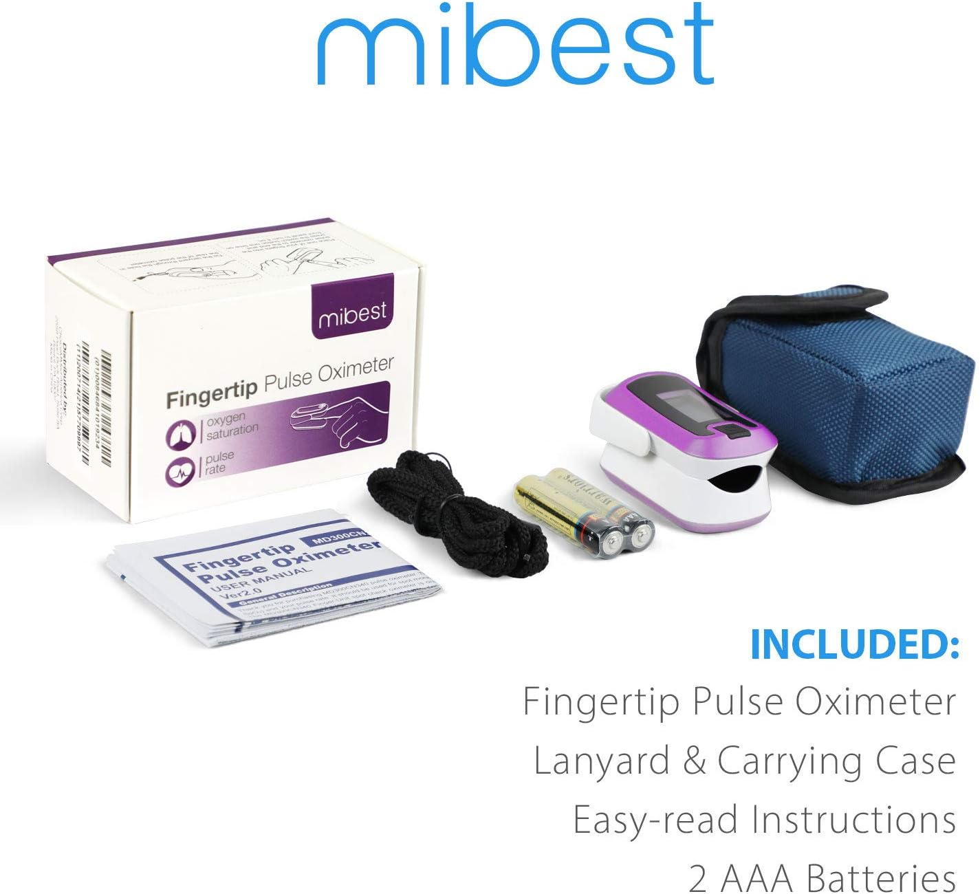 Lіmіtеd Stосk mibest OLED Finger Pulse Oximeter, O2 Meter, Dual Color White/Purple