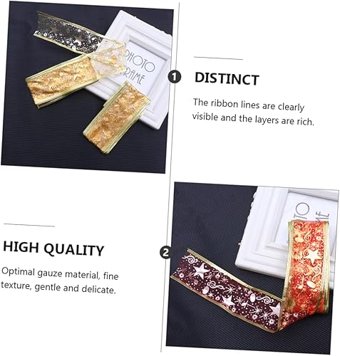 Miniatura 9 de NOLITOY 12 Rolls 2 Christmas Ribbon Holiday Ribbon for Bows Christmas Grosgrain Ribbon Christmas Wrapping Ribbon Gift Bag Gold Trim Gold Decor