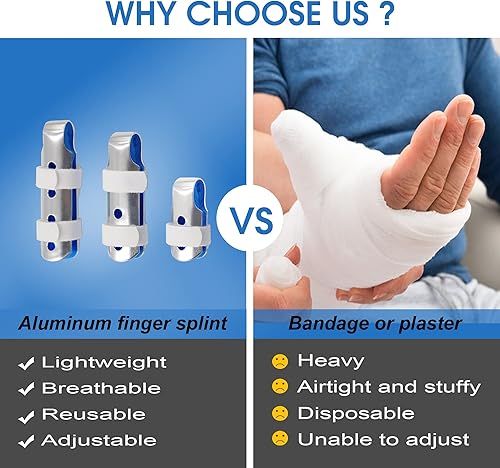 Miniatura 6 de BRMDT Férula para dedos rotoslesionados férula de aluminio ajustable inmovilización para dedos de mazogatillo articulaciones alivio del dolor de
