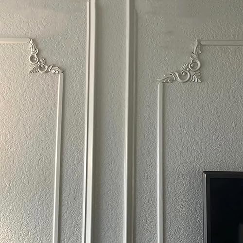 Miniatura 9 de BSYMDH 4 calcomanías de madera de esquina para tallar, apliques de madera sin pintar, apliques de madera tallada para pared, cama, puerta, armario,