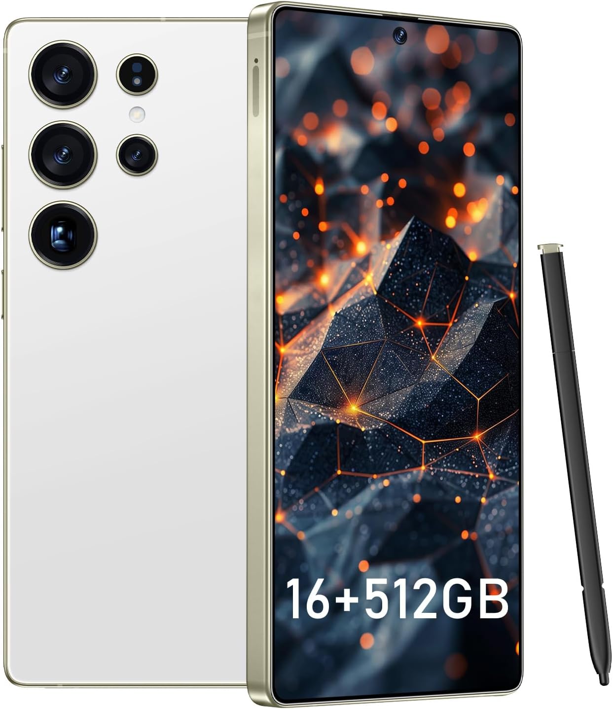 BDWJW I25 Ultra Smartphone 16GB+512GB Android 14 Smartphone, 6.99" FHD+ Display, 7000mAh Battery, 108MP+68MP Dual Camera, Built-in Pen Stylus, Fast Performance Large Memory (White)