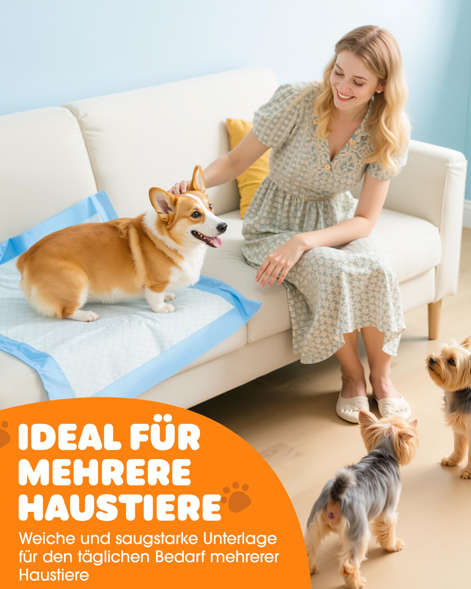 Powools Welpenunterlagen - Saugfähige PIPI Matten für Hunde, Schnelltrocknende Trainingspads, Auslaufsichere Welpen Unterlagen für Boden, Möbel & Auto, 56 x 56 cm, 100 Stück