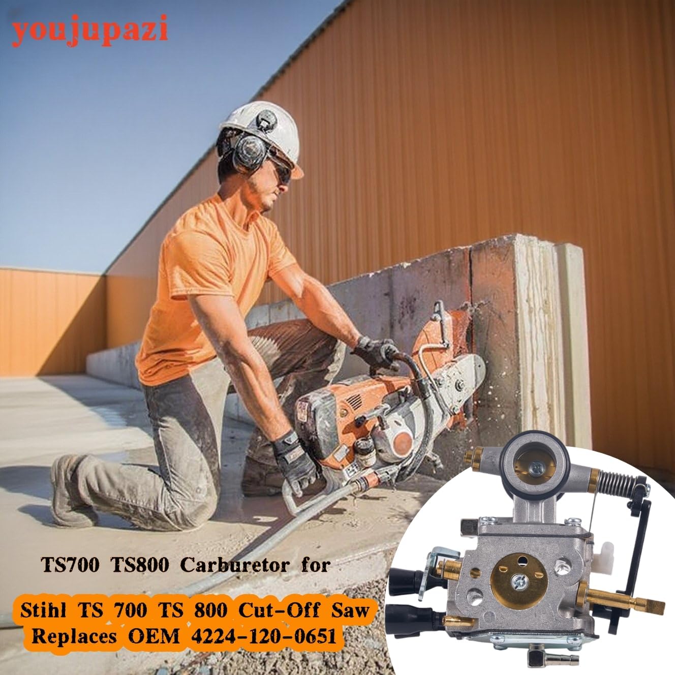 TS700 TS800 Carburetor Carb Kit for Stihl TS 700 TS 800 Cut-Off Saw 4224-120-0651 for Walbro WJ114 for Tillotson HS314A HS-314A Replaces OEM 4224-120-0650 4224-120-0600