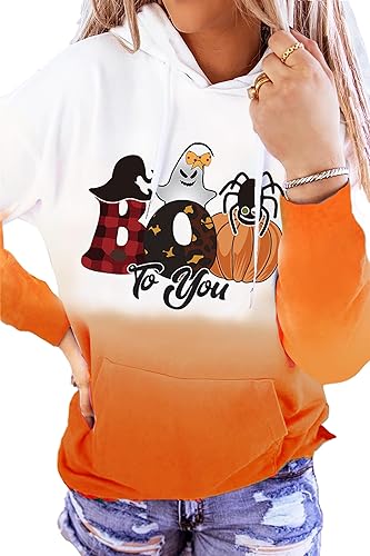HVEPUO Womens Hoodies Fall Long Sleeve Drawstring Pullover Tops With