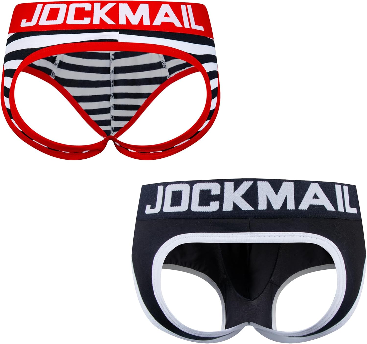 JOCKMAIL 2 Pack Mens Jock strap Underwear Briefs Sexy Open Back Underwear for Gym, Parties, Date Nights