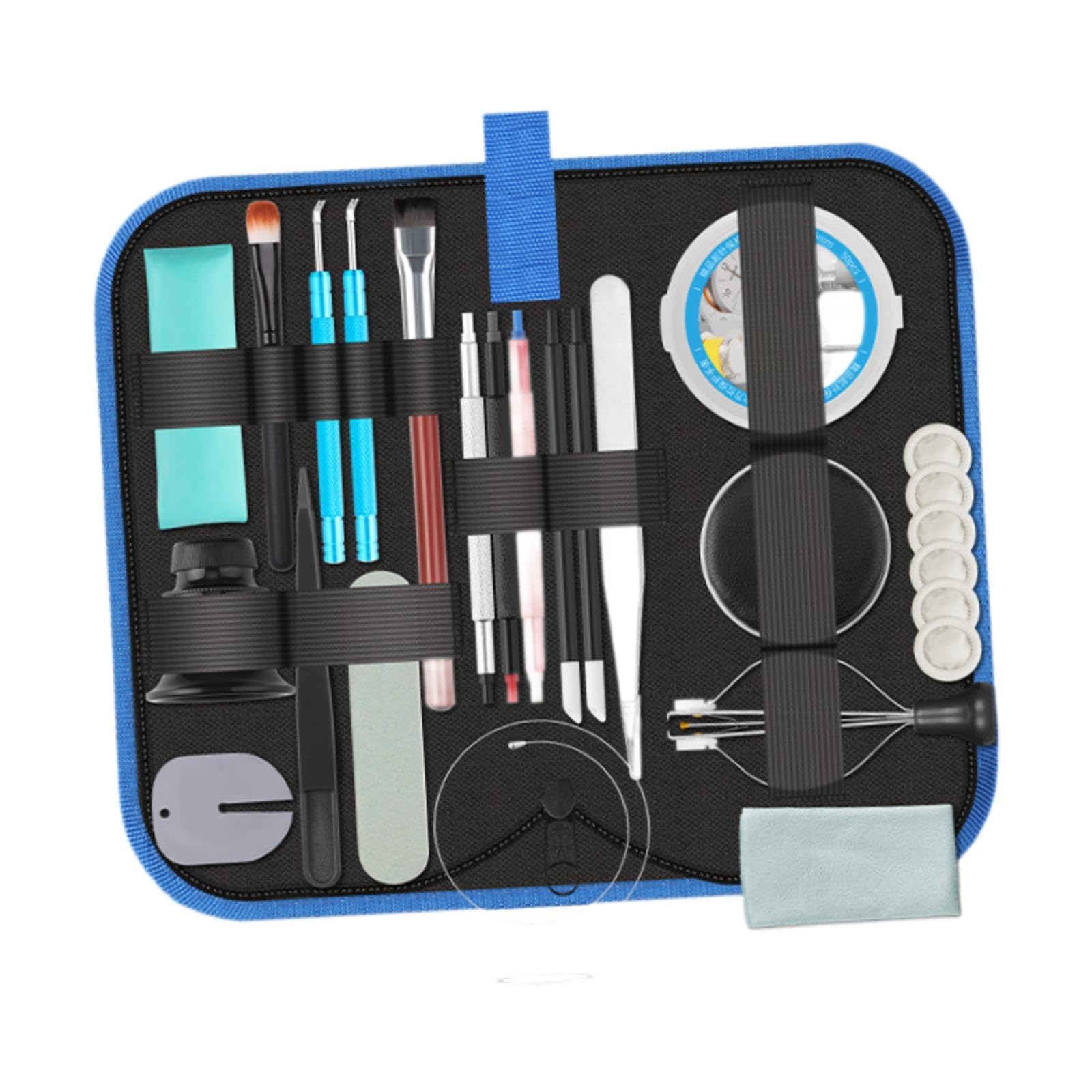 Kit de Reparación de Relojes con Estuche de Transporte, Paño de Limpieza para Relojes, Suministros Portátiles para Reparación de Relojes, Juego de Rep