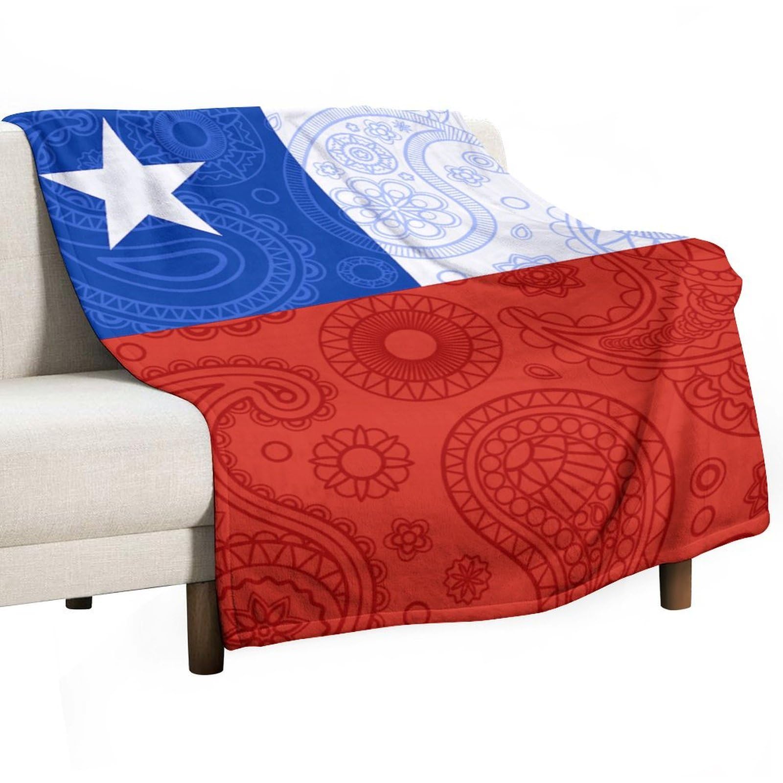 Cgsbngha Style Chilean Paisley Flag Flannel Fleece Blanket Lightweight Soft Throw Blankets For Sofa Couch Bed Chair