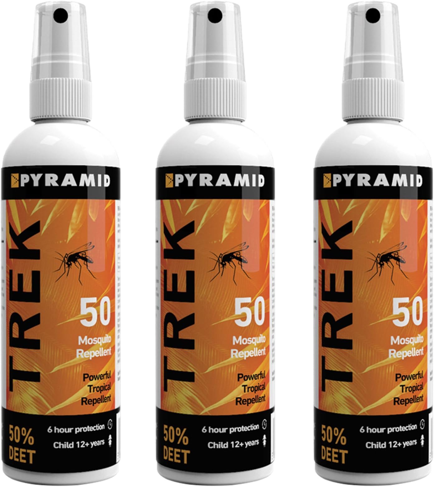 Pyramid Trek 50. Maximum strength DEET Insect/Mosquito Repellent DEET Spray (100ml, 3 Bottles)