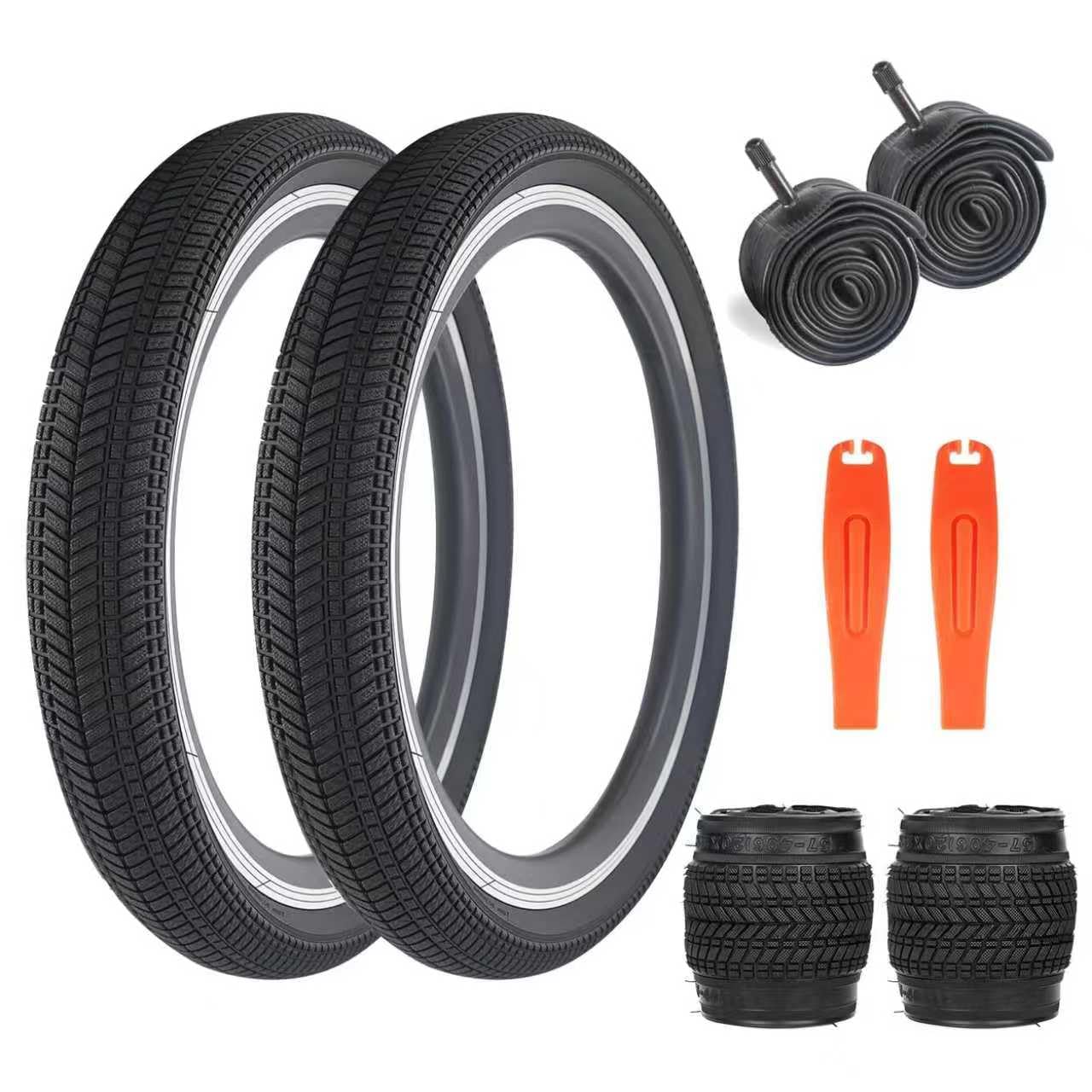 ZUKKA Lot de 2 pneus de vélo 16" 16 x 2,125-57-305 et 2 Chambres à air de 16" pour BMX, VTT, vélo d'enfant, Tricycle, Cruiser