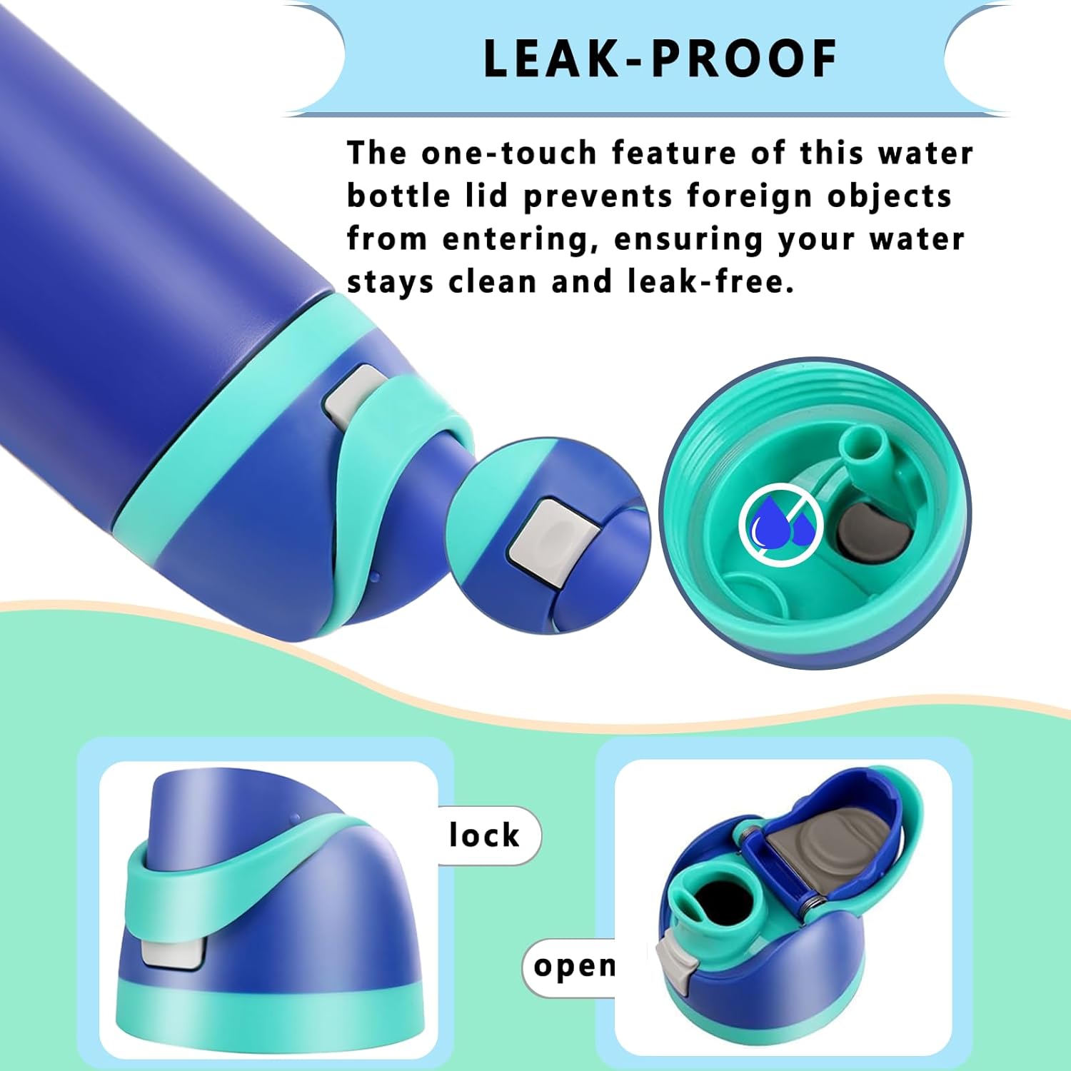 Replacement Lid for Owala Freesip,Compatible with Owala Freesip Water Bottle 16oz 24oz 32oz 40oz,Premium Replacement Accessories for Owala Cap,Leakproof,BPA-Free(Navy Blue) - Image 4