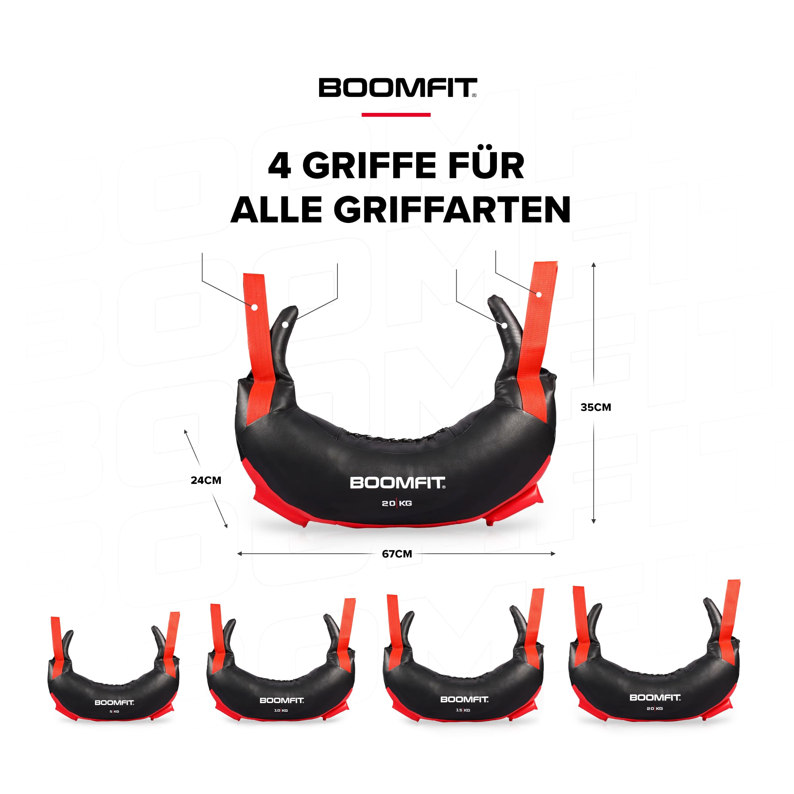 BOOMFIT Bulgarian Bag Sandsack Hufeisenform 4 Griffe Crossfit 5-20 kg