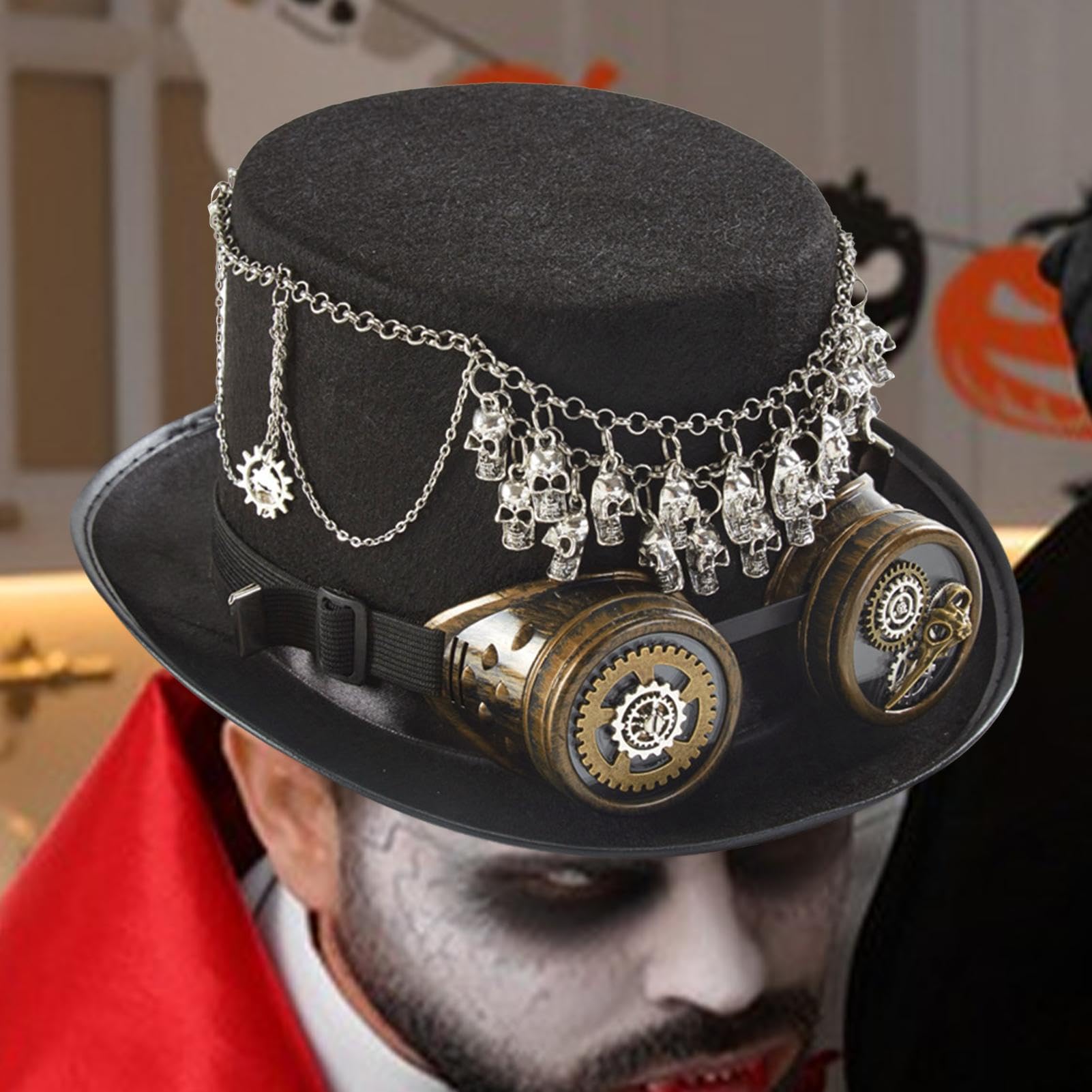 Cappello steampunk con occhiali, copricapo regolabile con teschio | Cappello steampunk per adulti, per palcoscenico, fotografia, maschera, carnevale, riunioni e