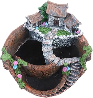 HEMOTON Vaso de Flores Micro paisagismo Flores artificiais Plantas Suculentas Vaso Minúsculo Criativo Vaso de Flores Design de Jardim Suspenso com Casa Doce (Laranja)