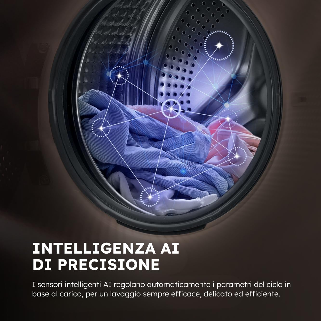 Haier X Serie 5 Lavatrice 12 Kg, Libera Installazione, Carica Frontale, Classe A-30%, 1400 Giri, Smart AI Cycle, Ciclo Refresh a Vapore, Wi-Fi con App hOn, 85x60x66 cm, Bianca – HW120-BP14357UIT