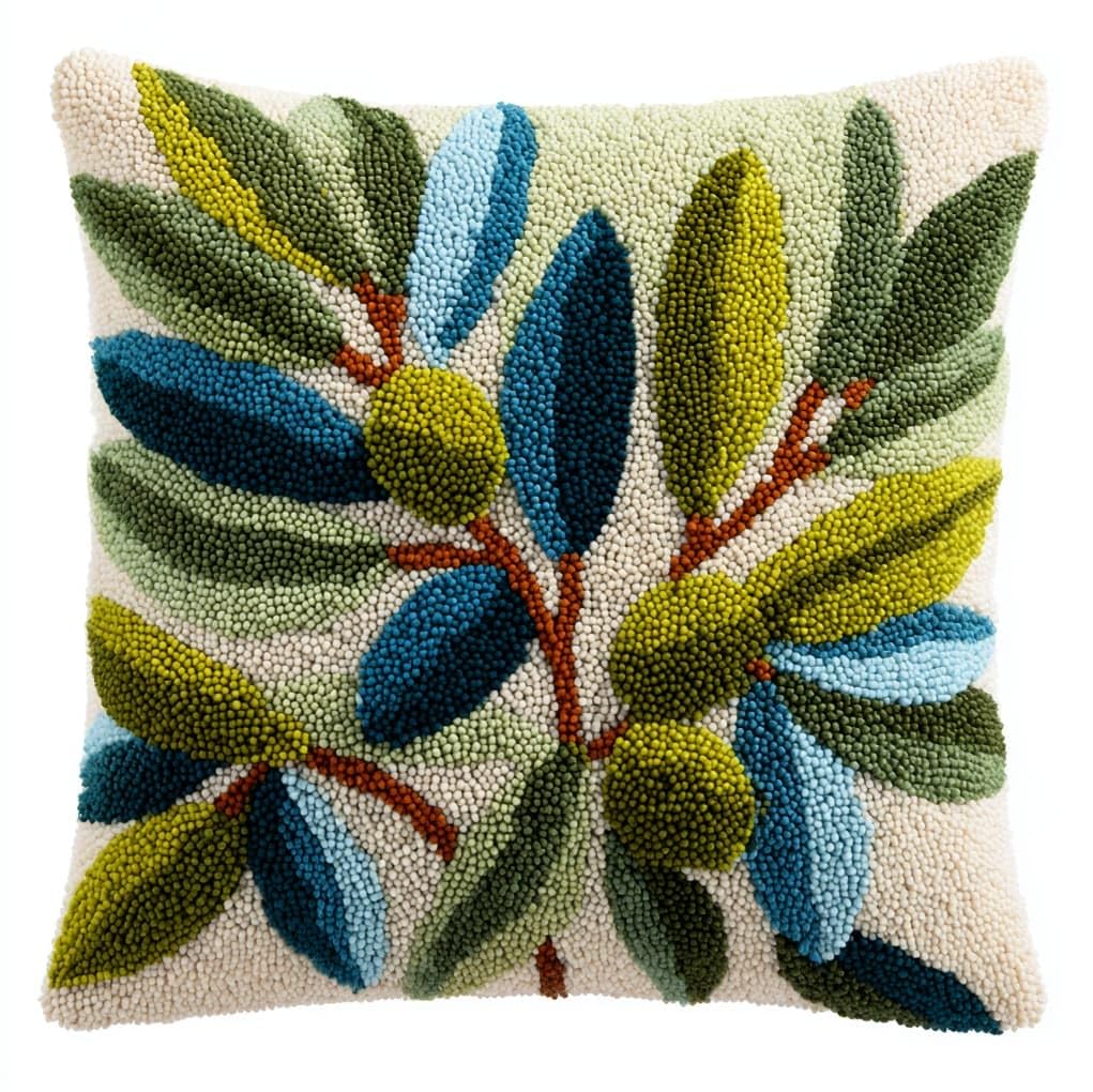 Wallustrioaw Olive Branch Latch Hook Cushion Cover Kit,