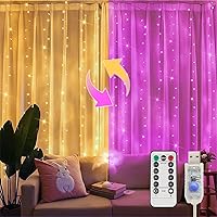 Vista 12 de suddus Luces de Cortina para Dormitorio, 90 Luces LED de Cadena Colgantes para Exteriores, Luces de Cortina de Hadas para Interiores para Navidad