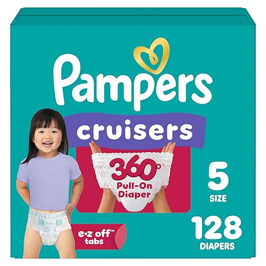 Pampers Diapers - Cruisers 360 - Size 5, 128 Count, Babyproof up to 100% Leakproof Pull-On Diaper