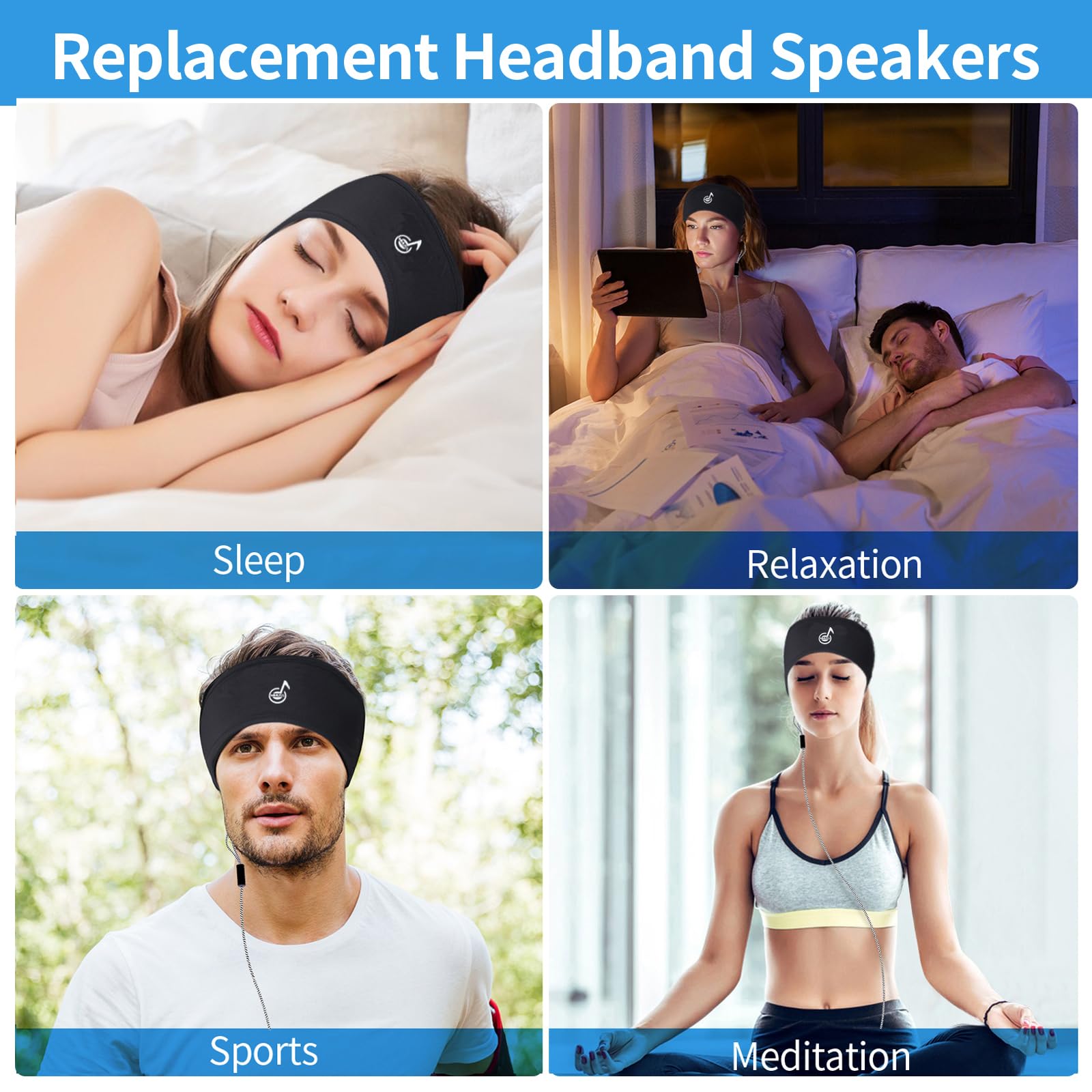 Kabelgebundene ultradünne Stereo-Lautsprecher, Schlafmusik, Sport-Kopfhörer für Seitenschläfer, Workout, Laufen, Yoga, Meditation (Typ C Klinke 1)